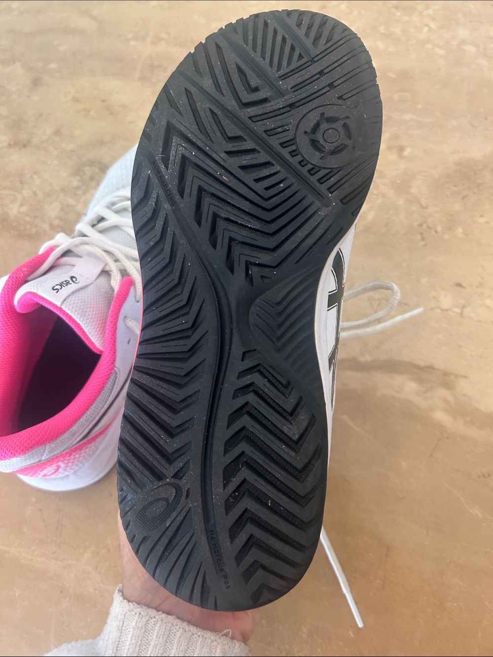 Asics White Athletic pickleball Shoes with Pink and Black Accents - Picture 6 of 6